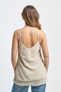 Canotta beige conlinea casual e tessuto liscio