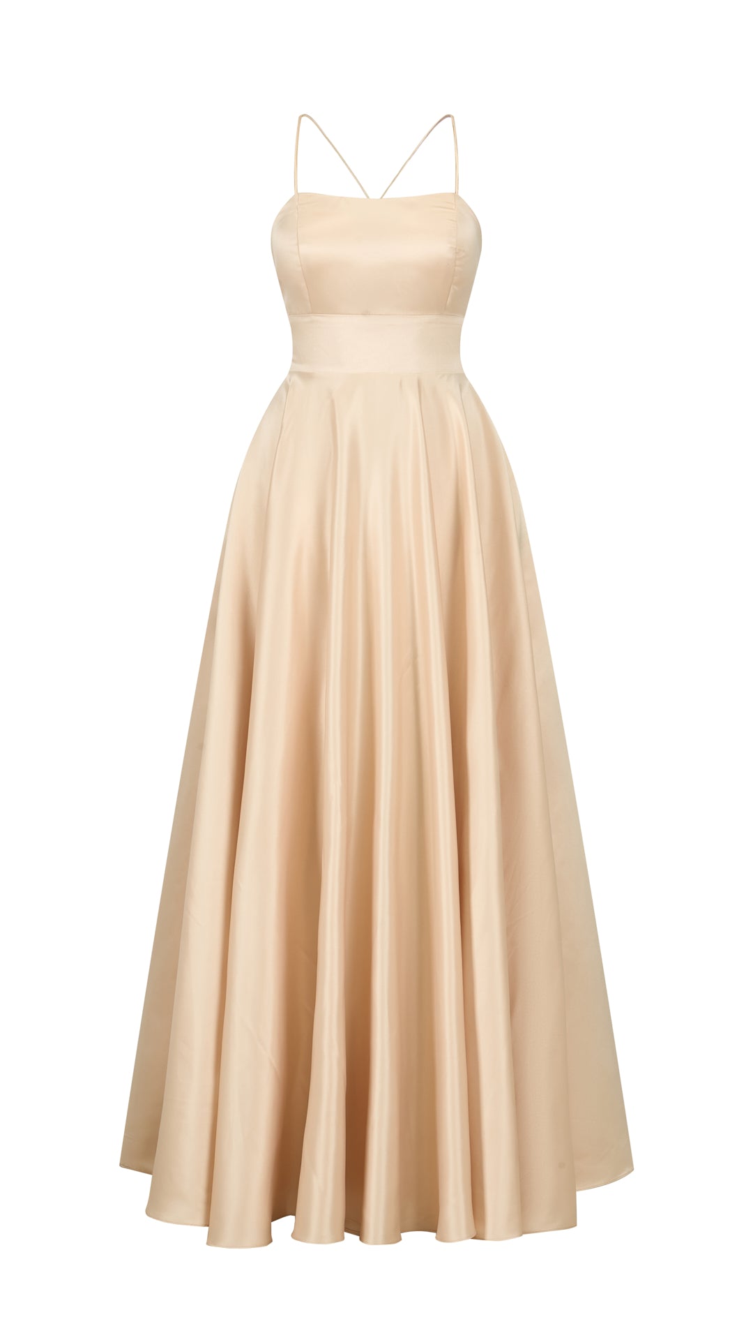 Elegant Long Satin Dress with Thin Straps – “Estella”