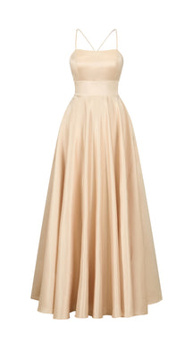 Elegant Long Satin Dress with Thin Straps – “Estella”
