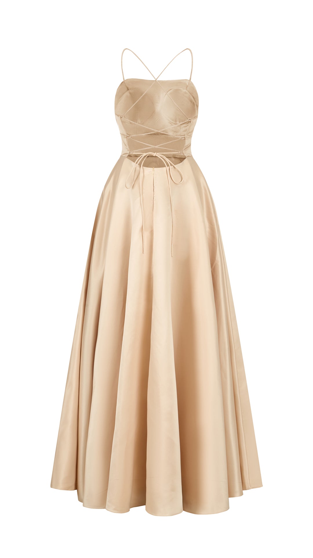 Elegant Long Satin Dress with Thin Straps – “Estella”