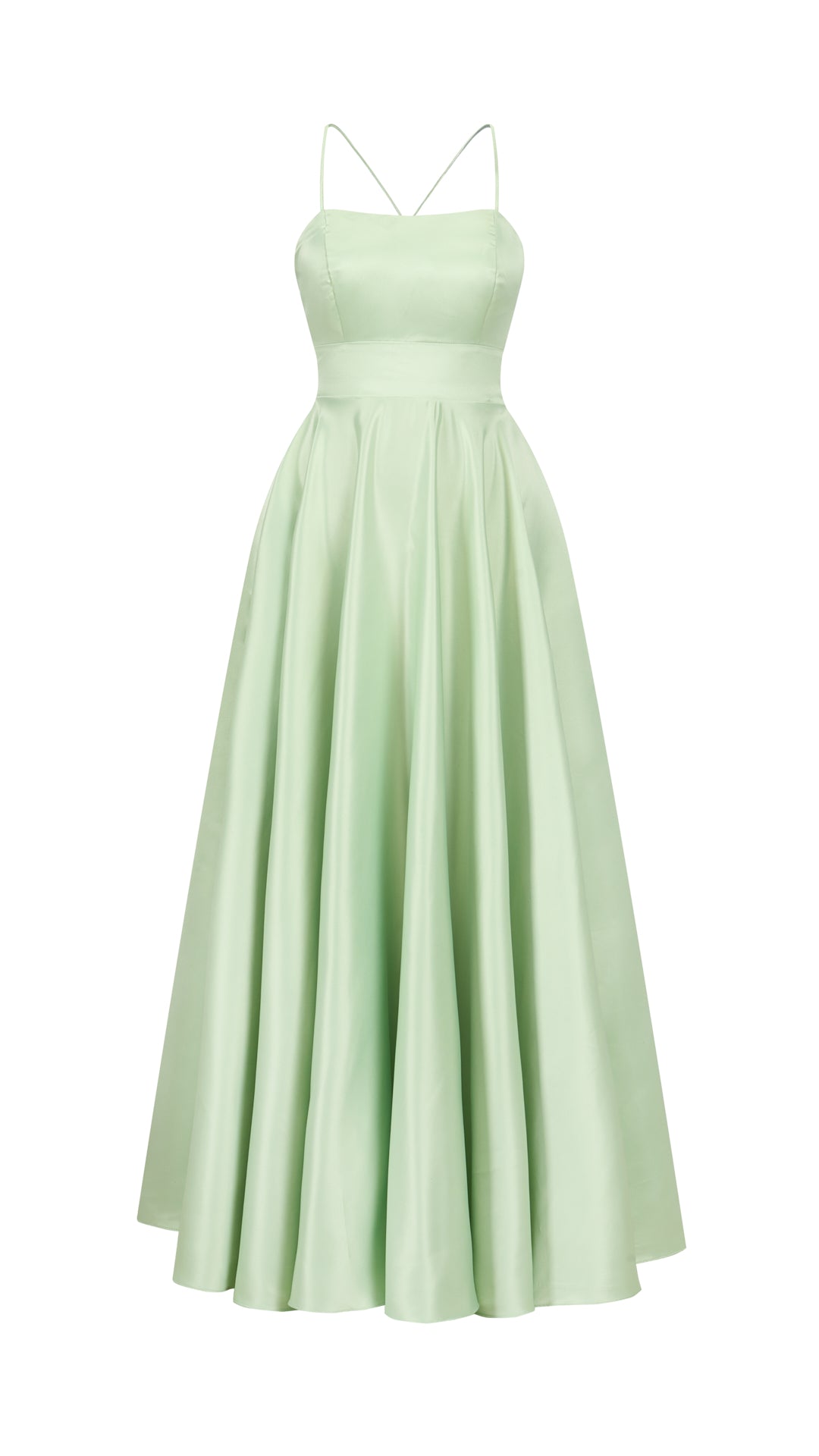 Elegant Long Satin Dress with Thin Straps – “Estella”