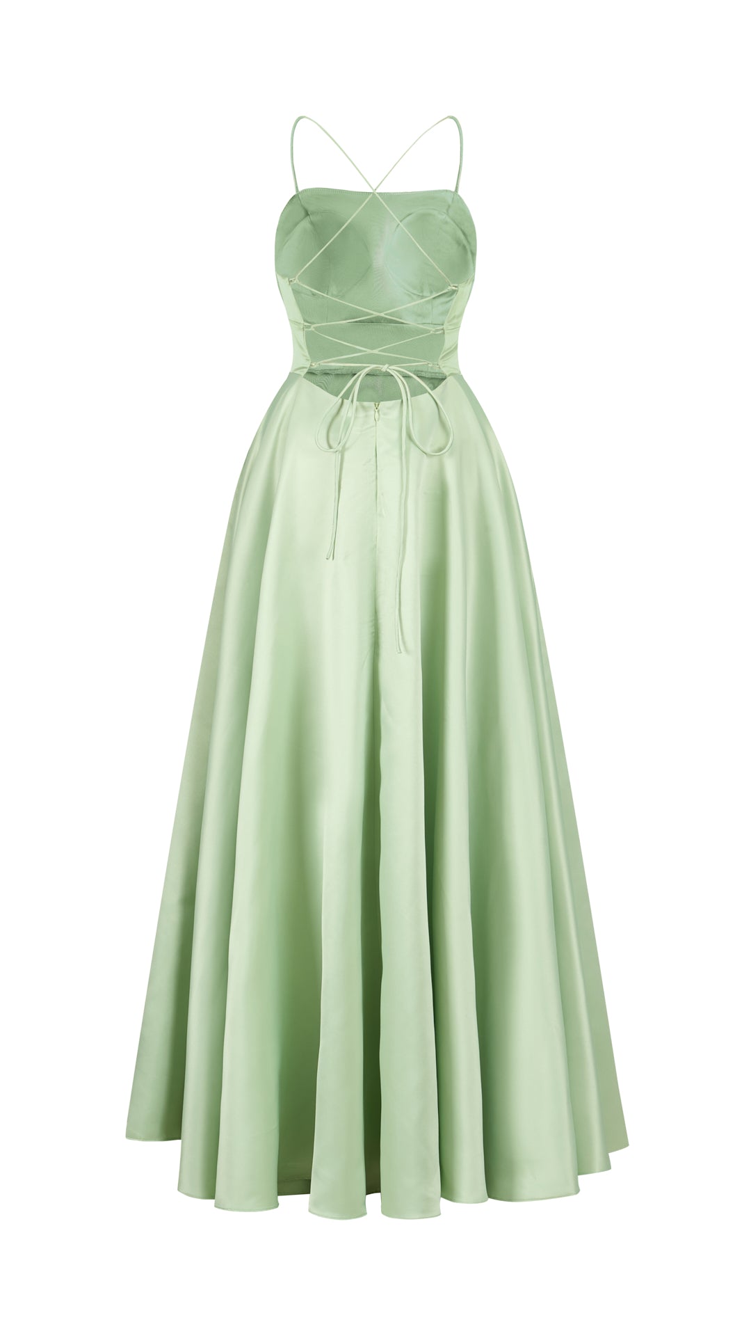 Elegant Long Satin Dress with Thin Straps – “Estella”