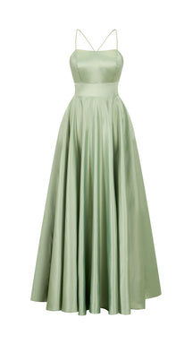 Elegant Long Satin Dress with Thin Straps – “Estella”