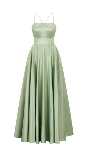 Elegant Long Satin Dress with Thin Straps – “Estella”