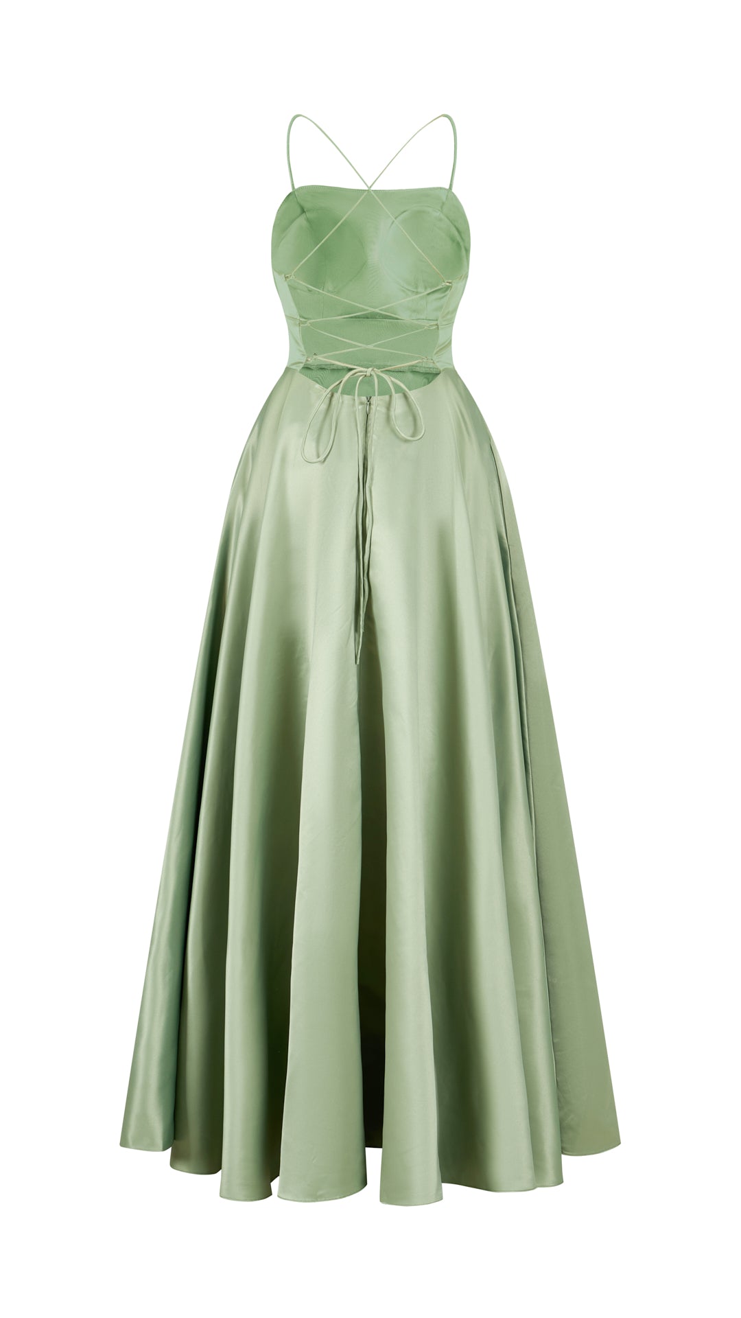 Elegant Long Satin Dress with Thin Straps – “Estella”