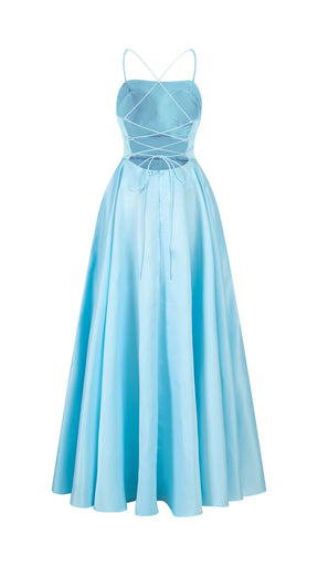 Elegant Long Satin Dress with Thin Straps – “Estella”