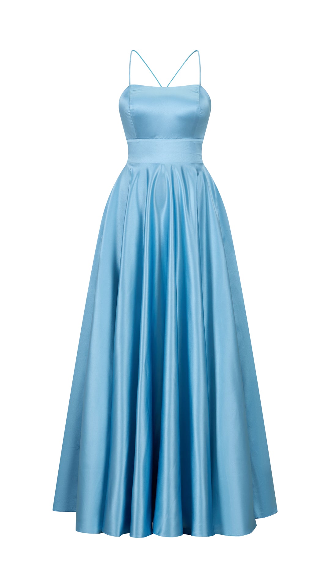 Elegant Long Satin Dress with Thin Straps – “Estella”