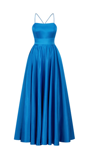 Elegant Long Satin Dress with Thin Straps – “Estella”