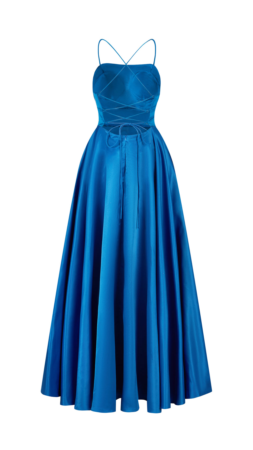 Elegant Long Satin Dress with Thin Straps – “Estella”