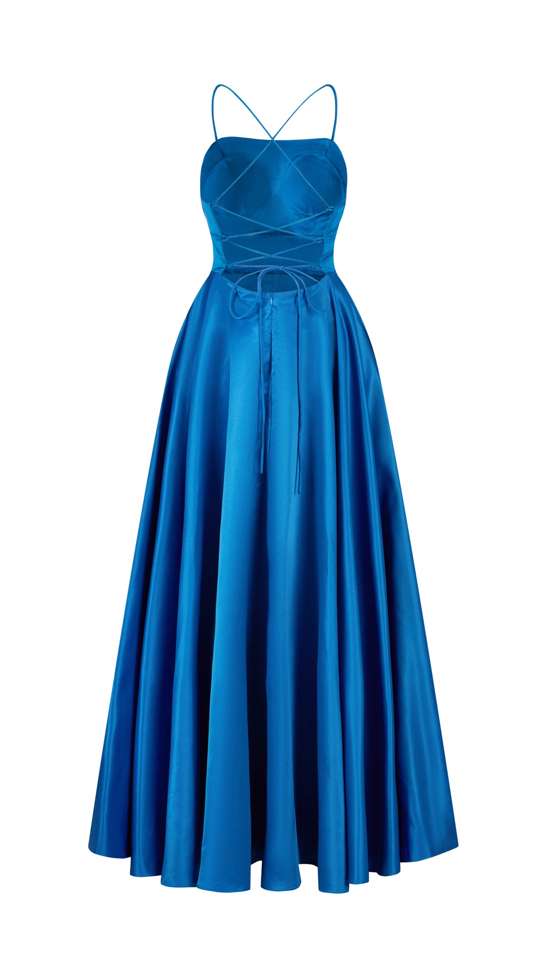 Elegant Long Satin Dress with Thin Straps – “Estella”