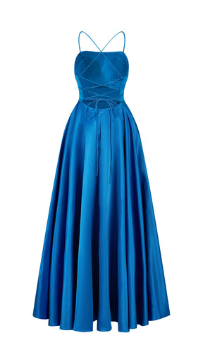 Elegant Long Satin Dress with Thin Straps – “Estella”