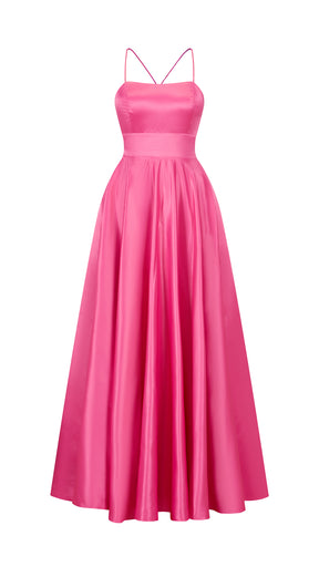 Elegant Long Satin Dress with Thin Straps – “Estella”