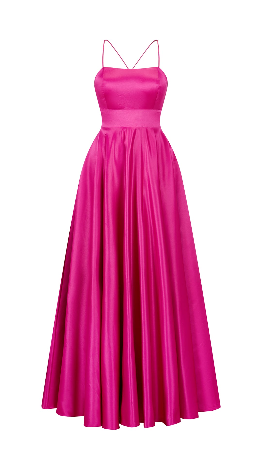 Elegant Long Satin Dress with Thin Straps – “Estella”