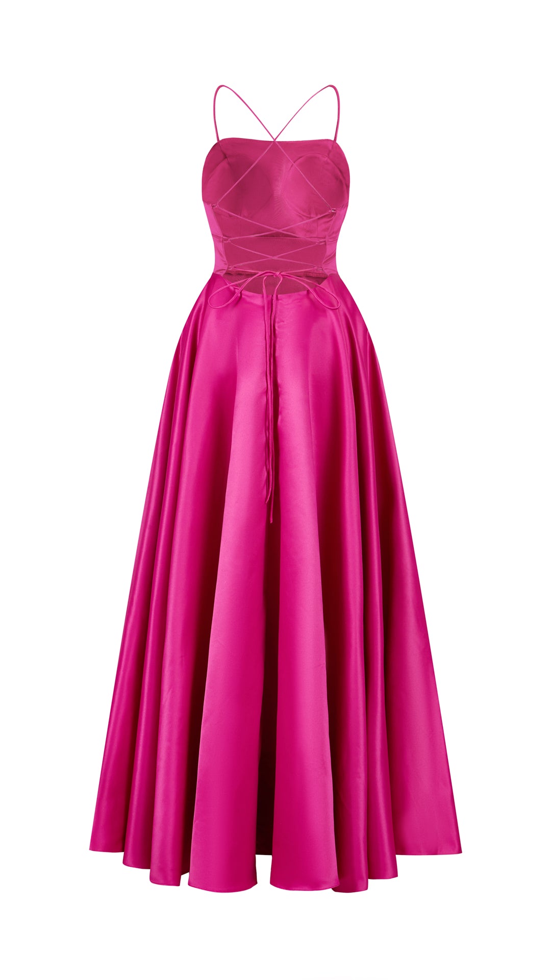 Elegant Long Satin Dress with Thin Straps – “Estella”