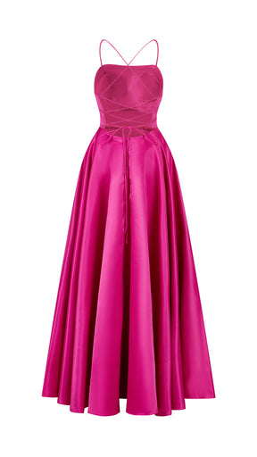 Elegant Long Satin Dress with Thin Straps – “Estella”