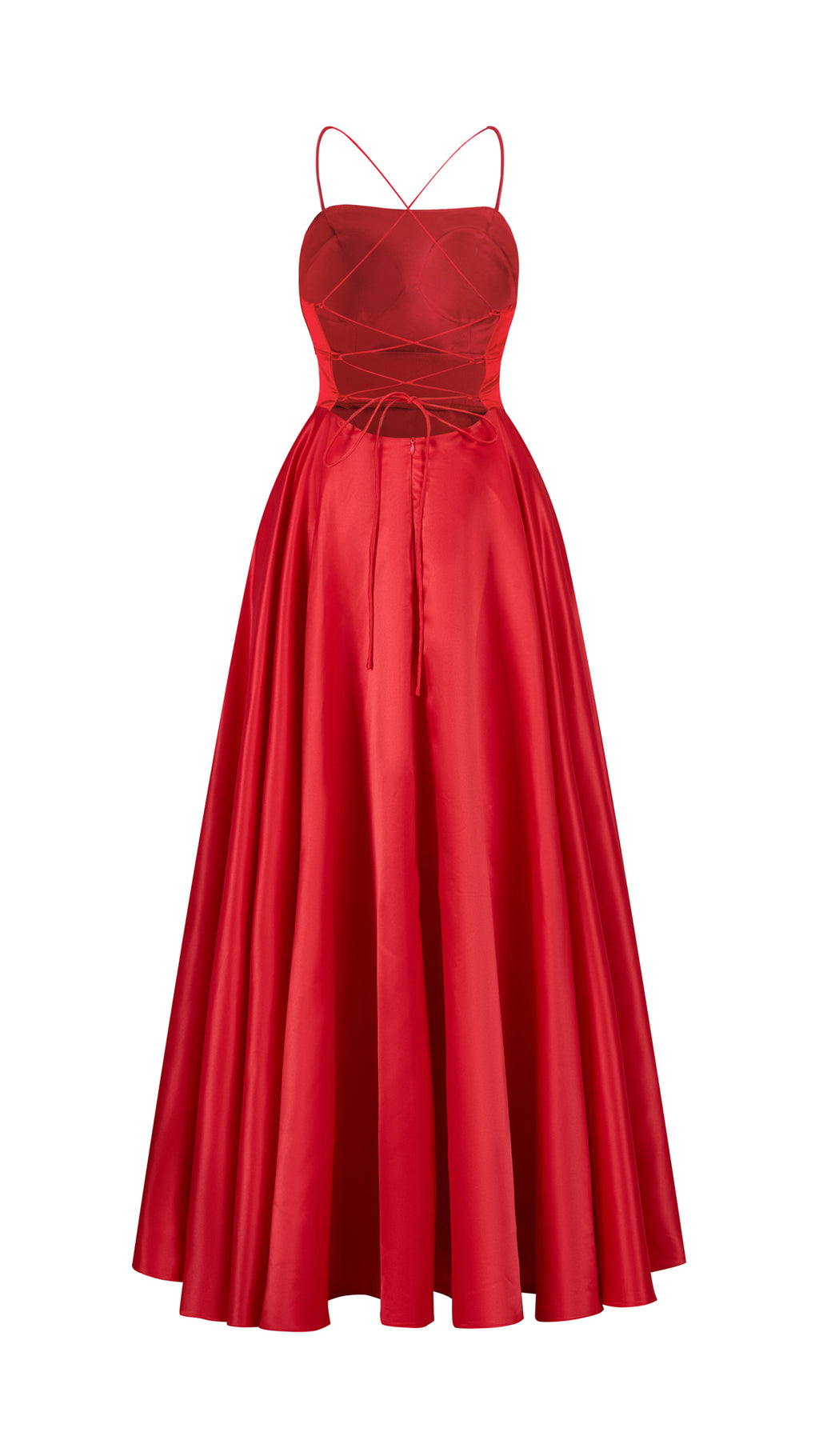 Elegant Long Satin Dress with Thin Straps – “Estella”