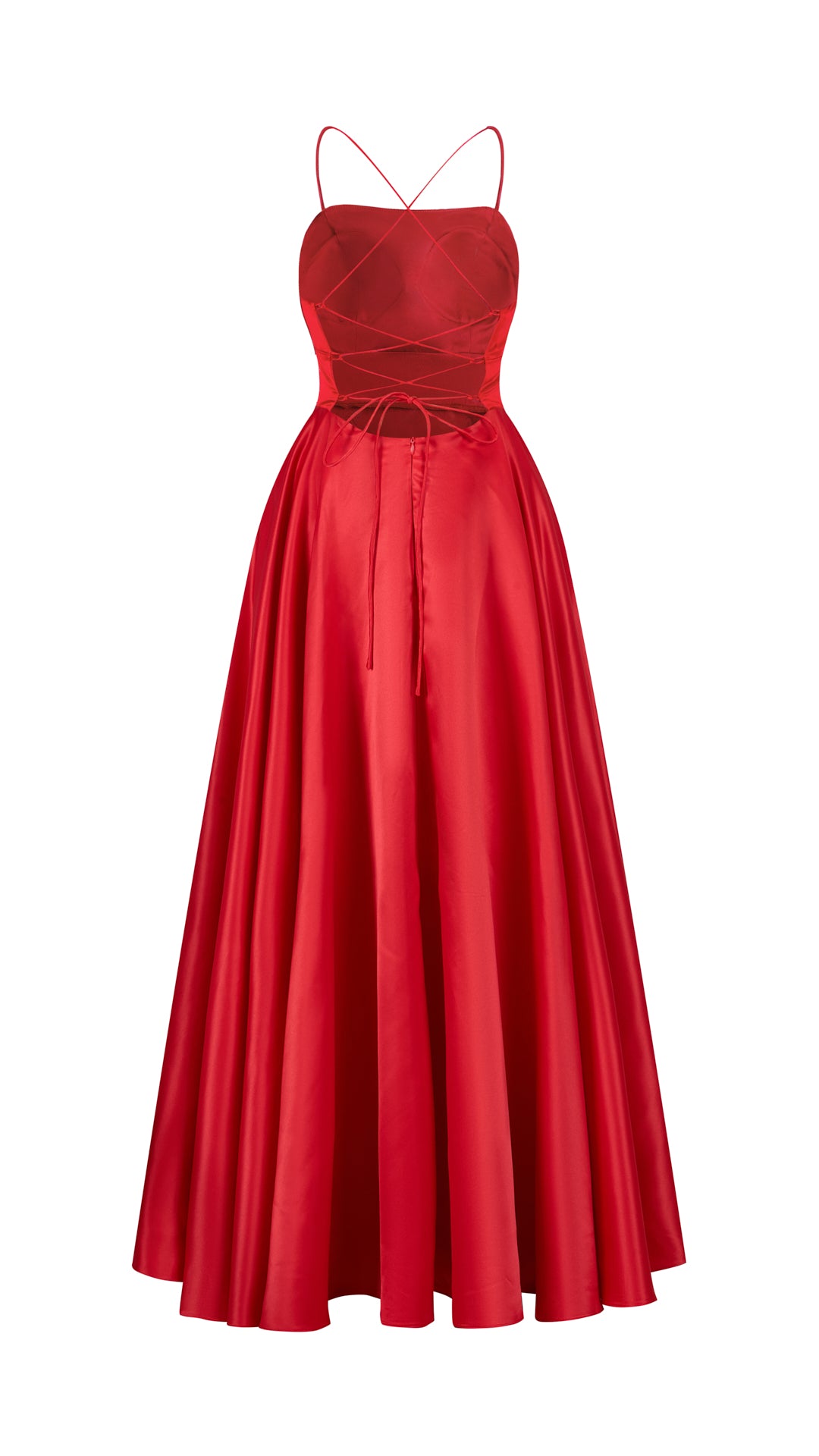 Elegant Long Satin Dress with Thin Straps – “Estella”
