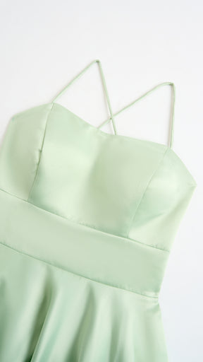 Elegant Long Satin Dress with Thin Straps – “Estella”