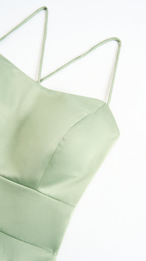 Elegant Long Satin Dress with Thin Straps – “Estella”