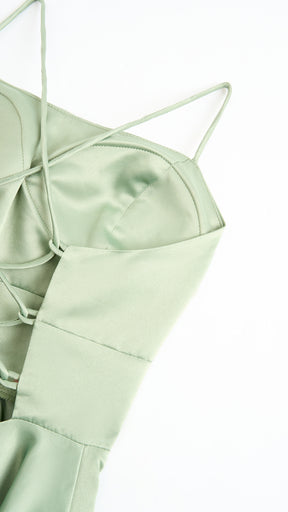 Elegant Long Satin Dress with Thin Straps – “Estella”