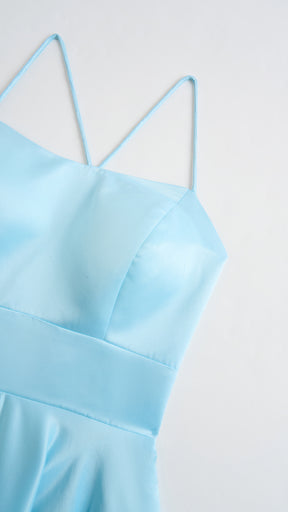 Elegant Long Satin Dress with Thin Straps – “Estella”
