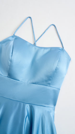 Elegant Long Satin Dress with Thin Straps – “Estella”