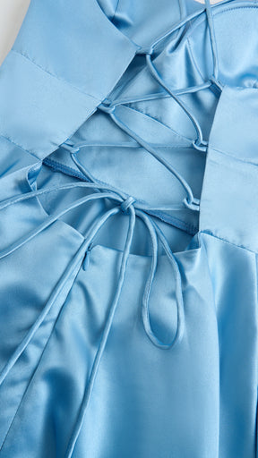 Elegant Long Satin Dress with Thin Straps – “Estella”