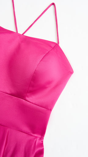 Elegant Long Satin Dress with Thin Straps – “Estella”