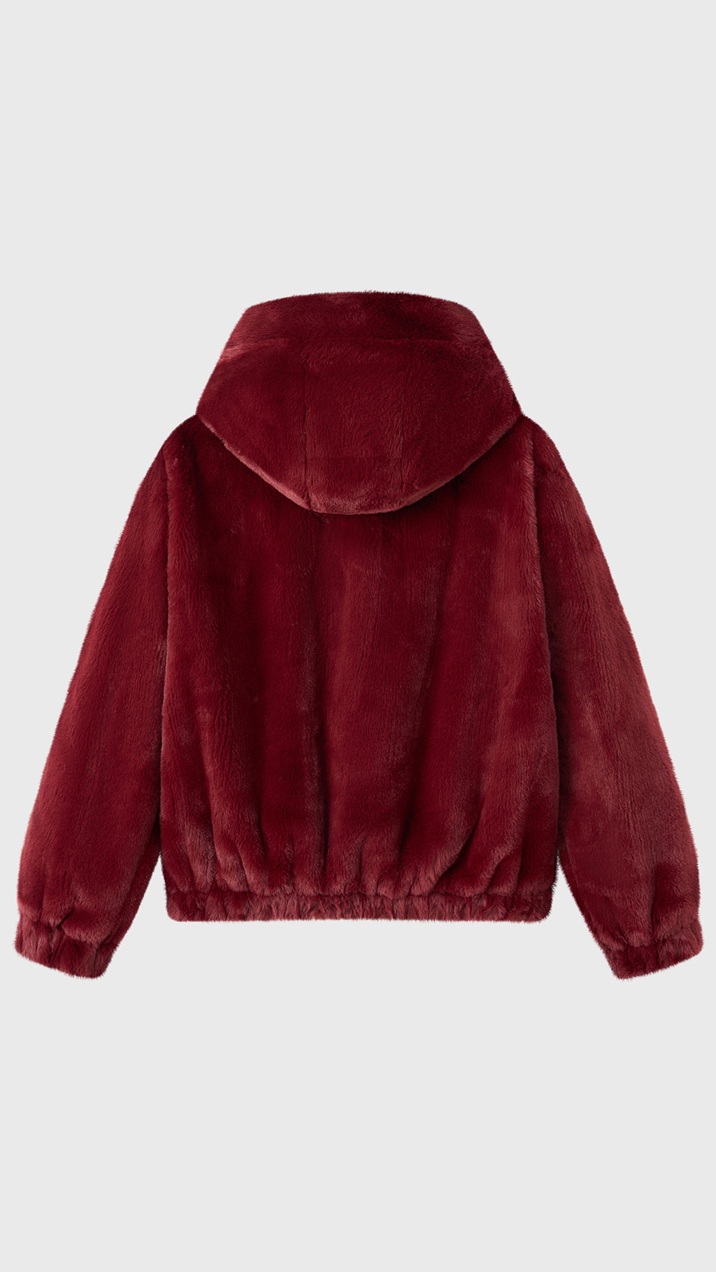 Giacca con cappuccio in peluche sintetica con zip e coulisse