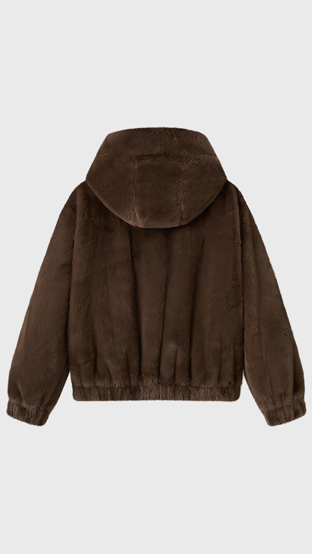 Giacca con cappuccio in peluche sintetica con zip e coulisse
