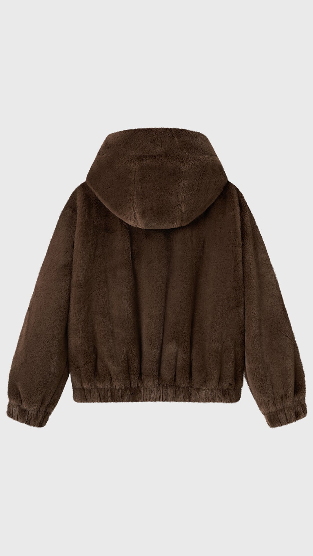 Giacca con cappuccio in peluche sintetica con zip e coulisse