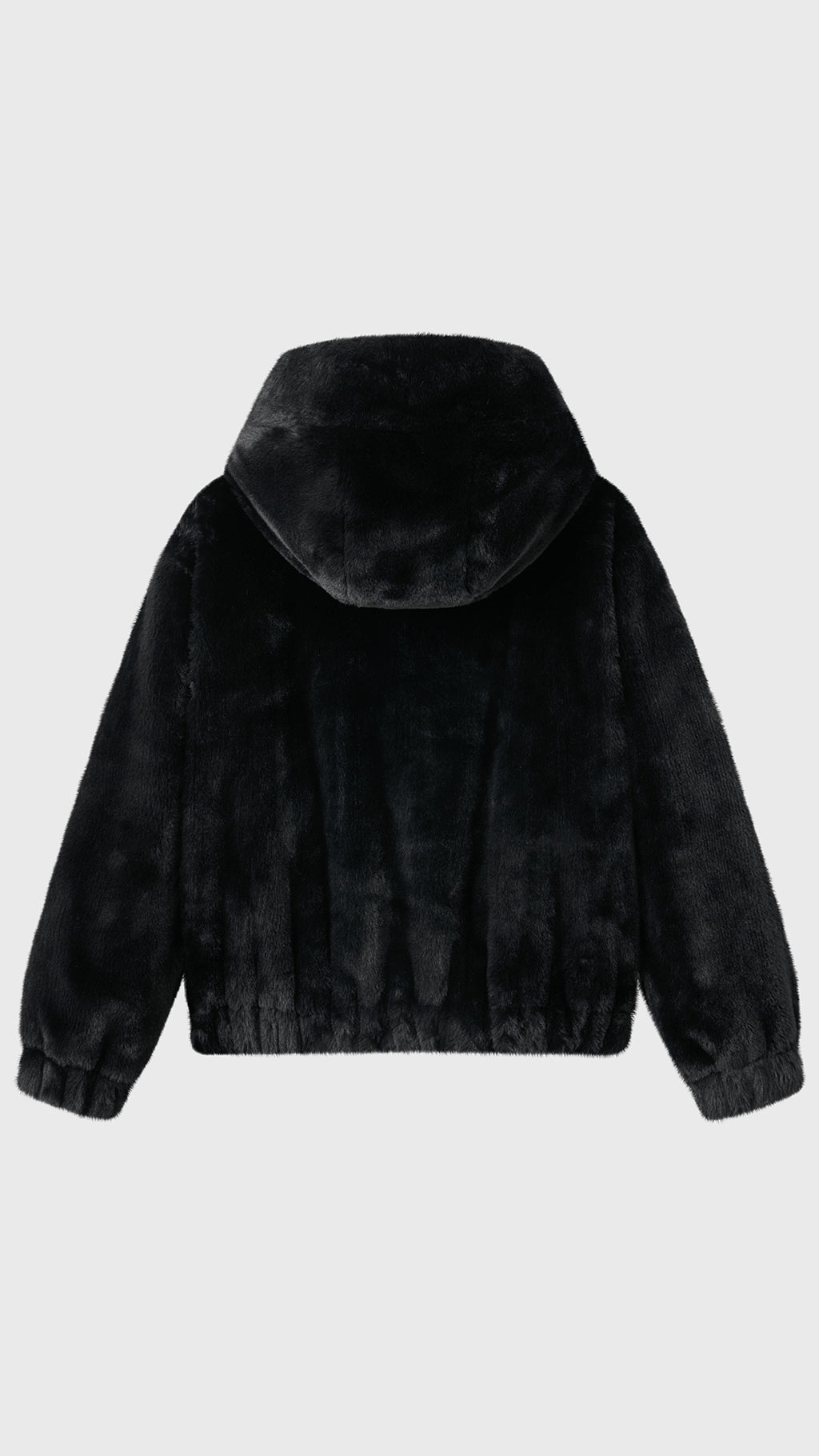 Giacca con cappuccio in peluche sintetica con zip e coulisse