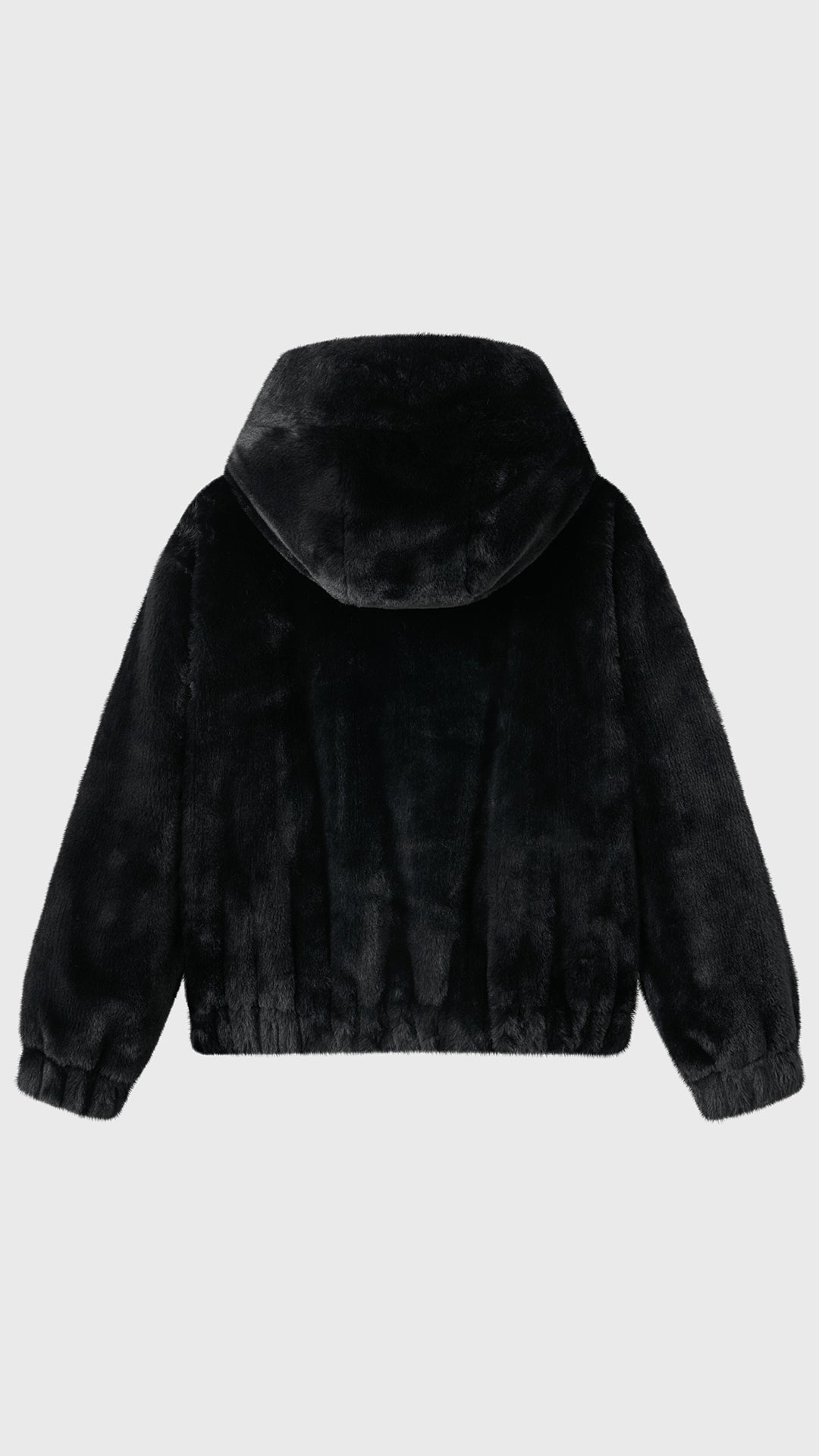 Giacca con cappuccio in peluche sintetica con zip e coulisse