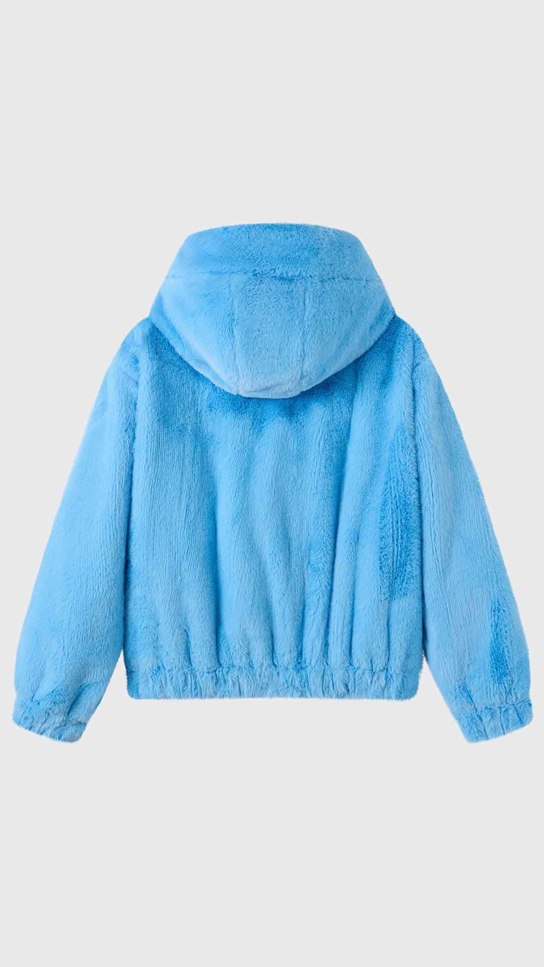 Giacca con cappuccio in peluche sintetica con zip e coulisse
