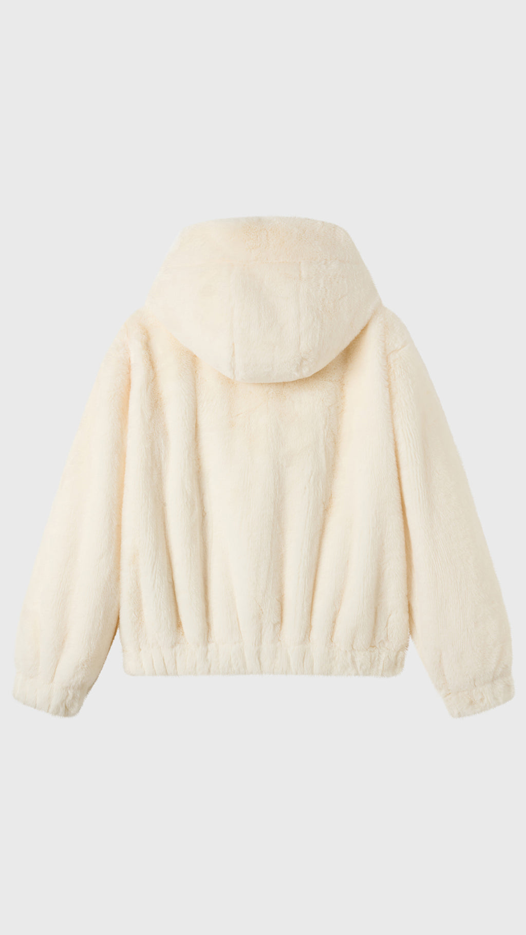 Giacca con cappuccio in peluche sintetica con zip e coulisse