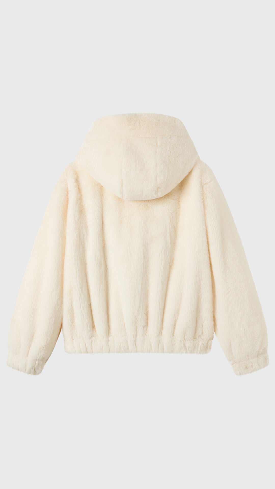 Giacca con cappuccio in peluche sintetica con zip e coulisse