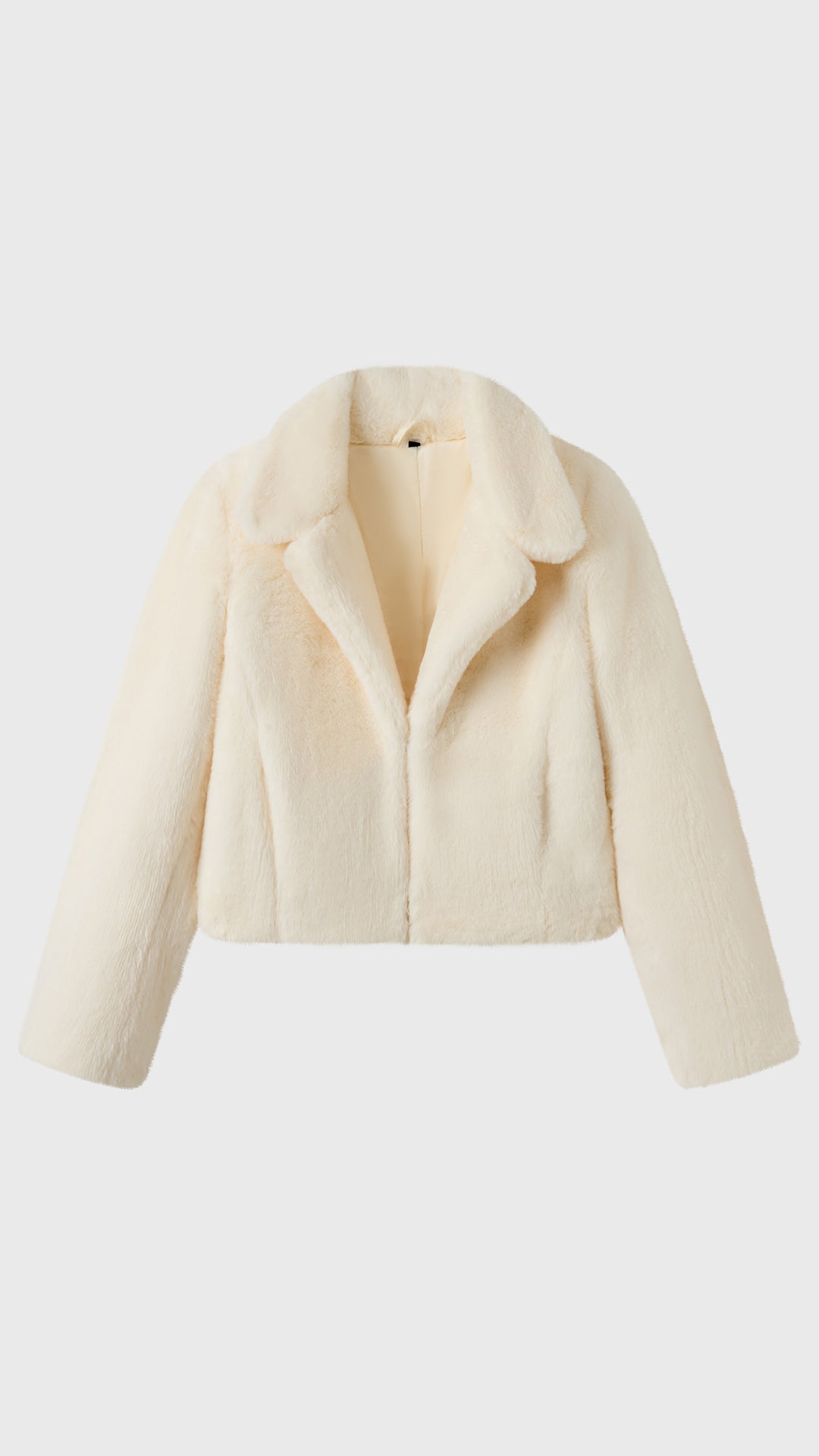 Giacca cropped in pelliccia sintetica con colletto a revers