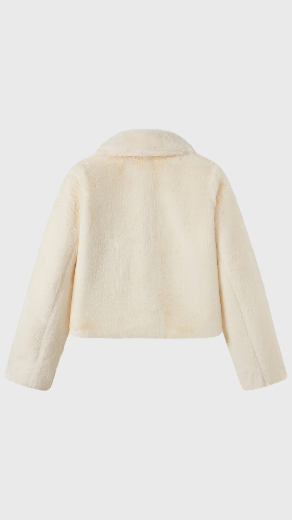 Giacca cropped in pelliccia sintetica con colletto a revers