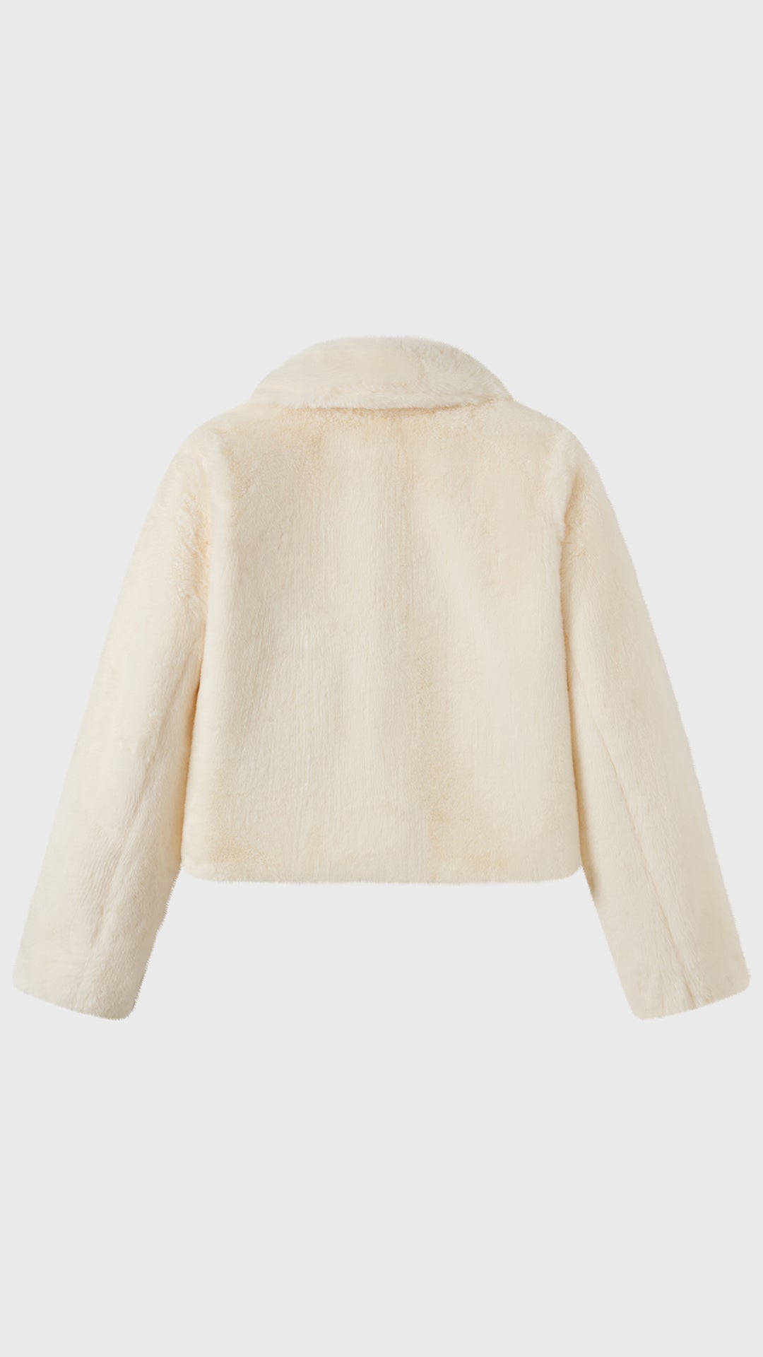 Giacca cropped in pelliccia sintetica con colletto a revers