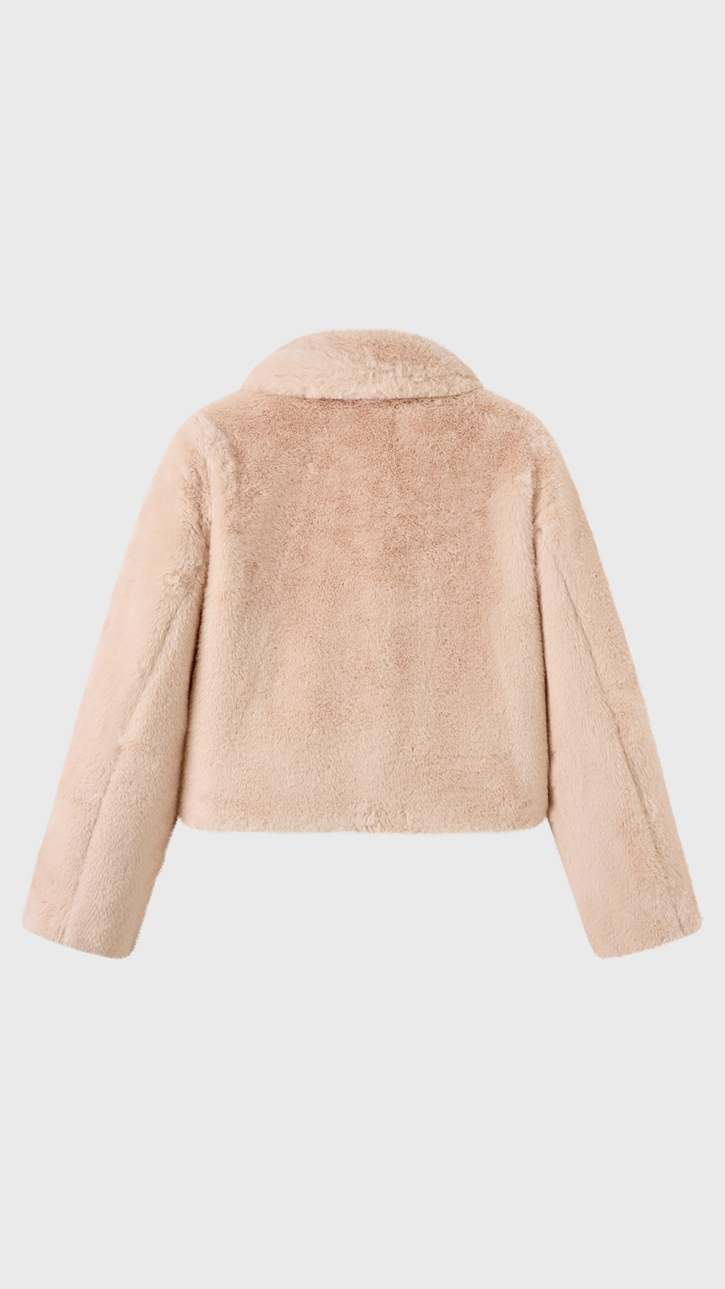 Giacca cropped in pelliccia sintetica con colletto a revers