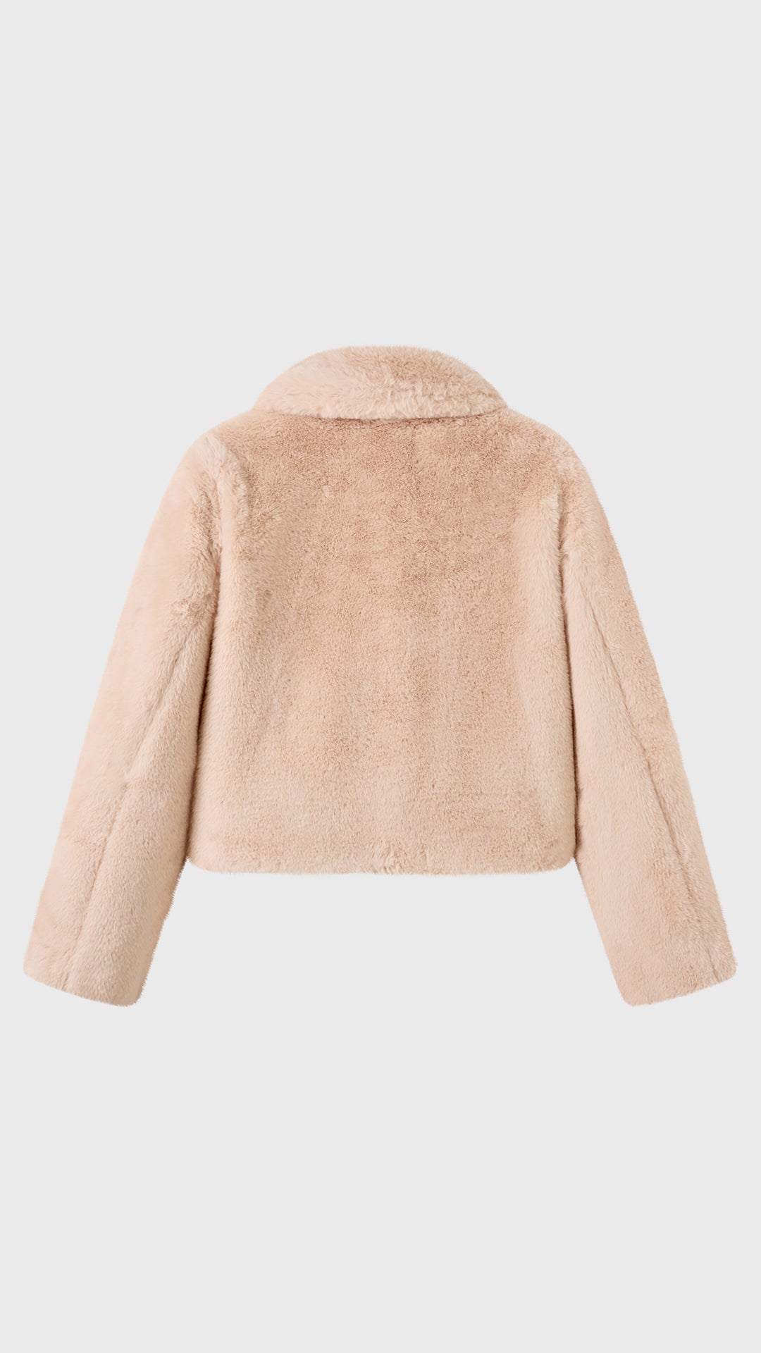 Giacca cropped in pelliccia sintetica con colletto a revers