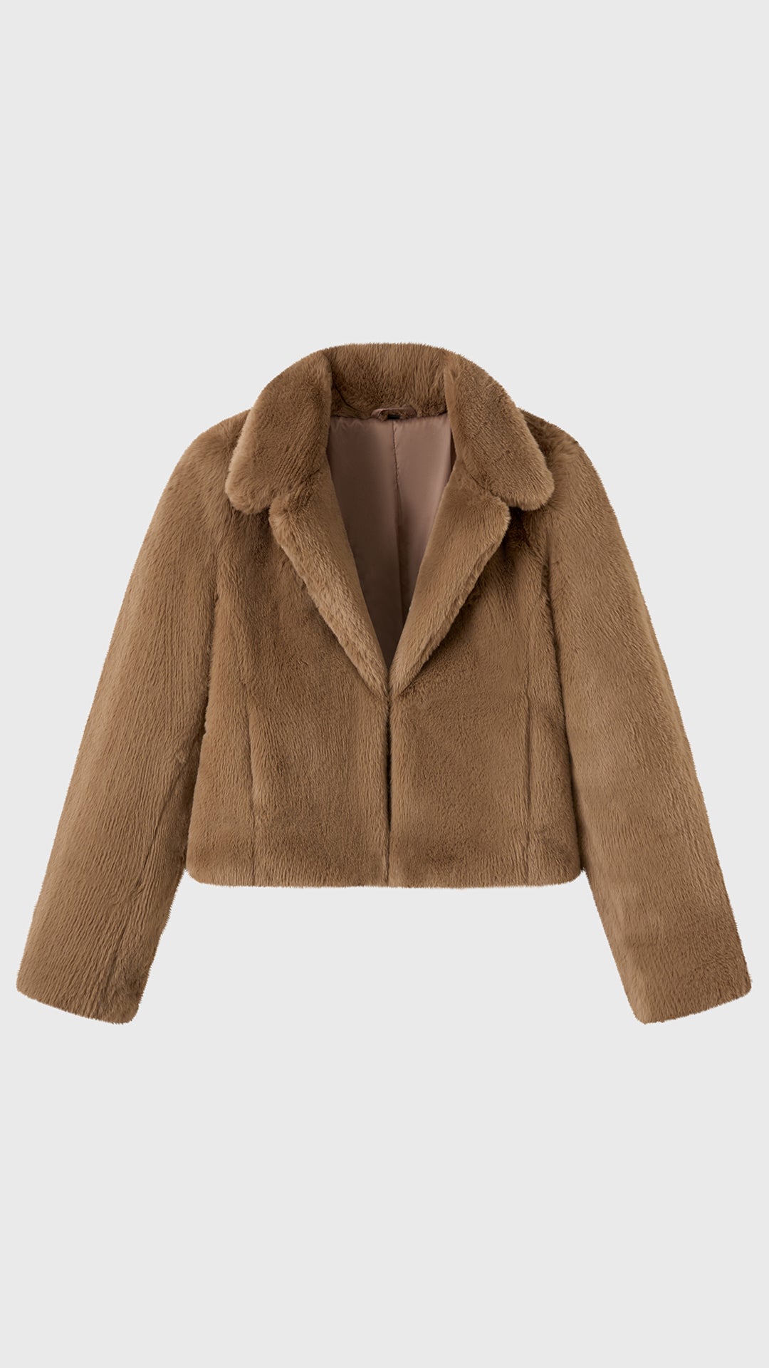 Giacca cropped in pelliccia sintetica con colletto a revers