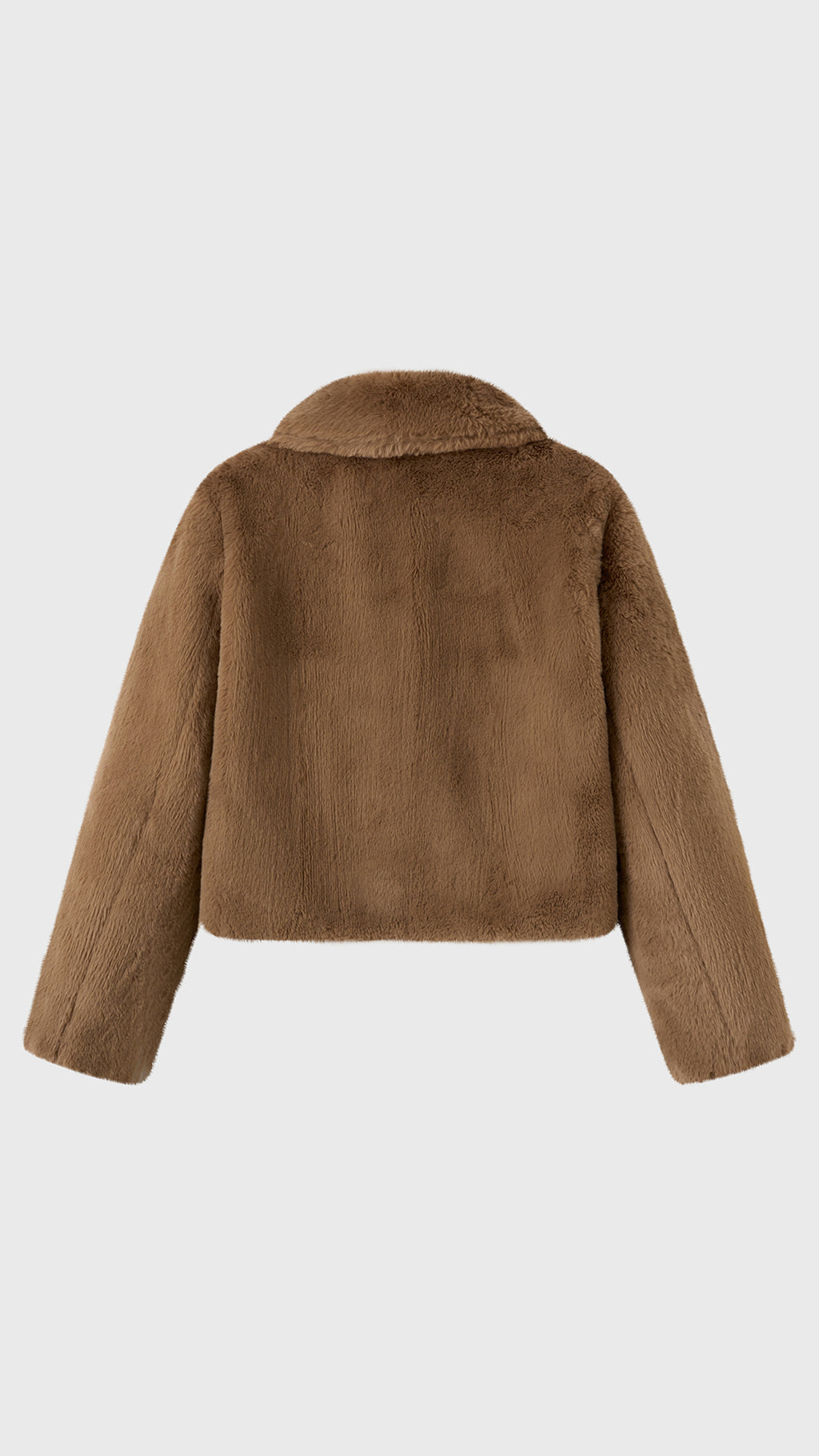 Giacca cropped in pelliccia sintetica con colletto a revers