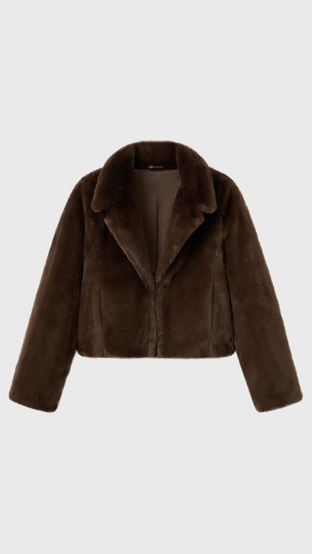 Giacca cropped in pelliccia sintetica con colletto a revers
