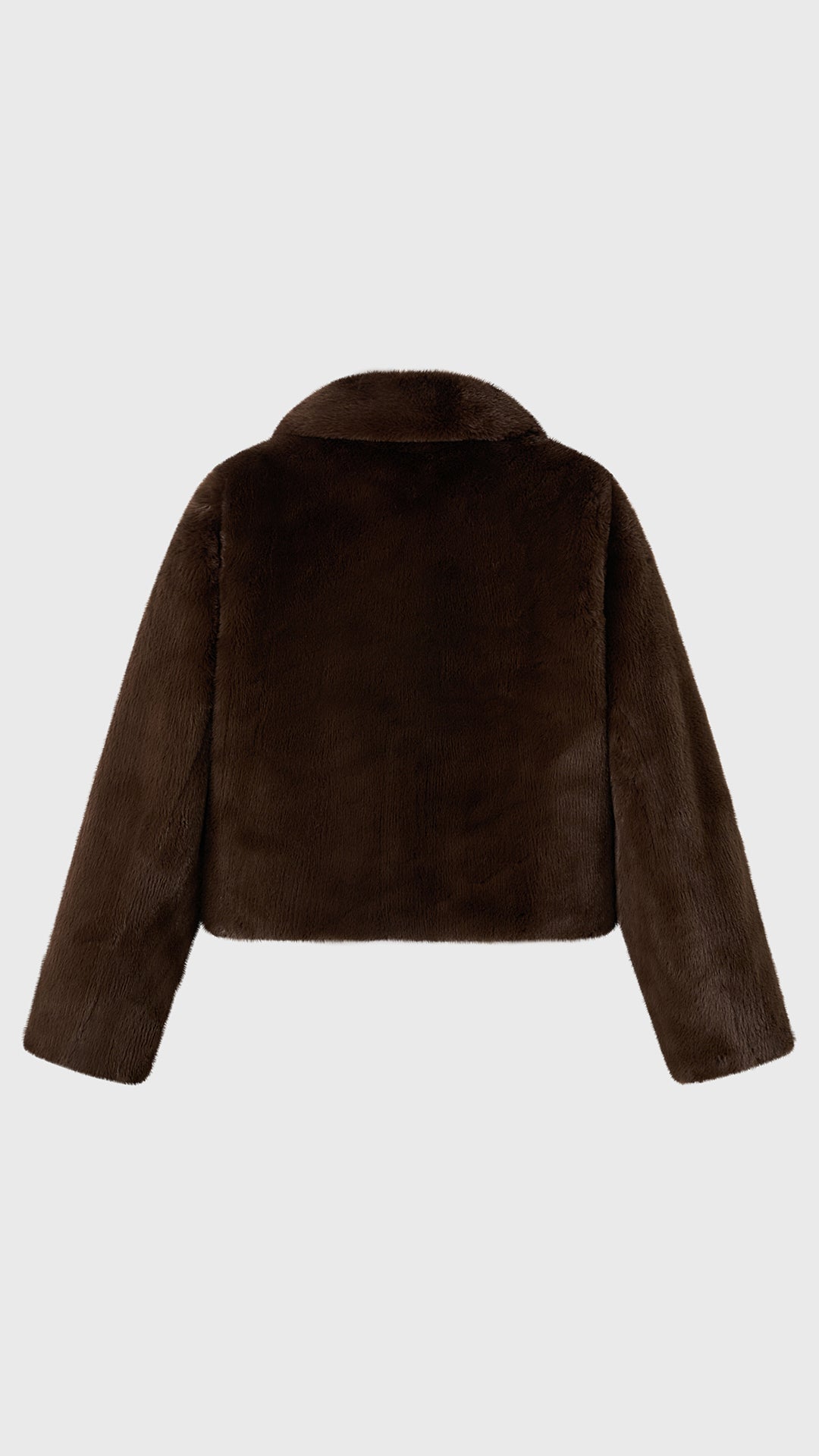 Giacca cropped in pelliccia sintetica con colletto a revers