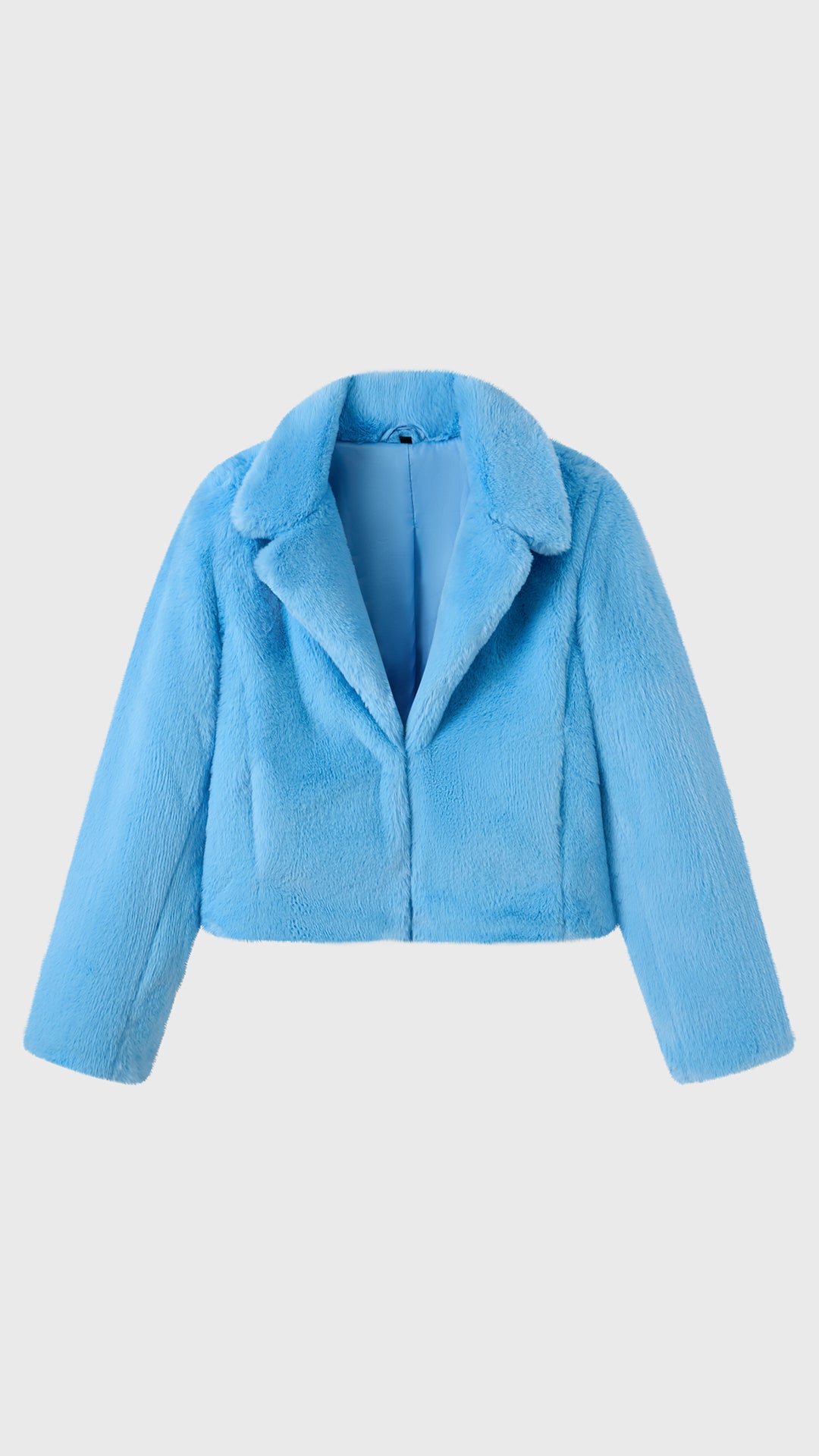 Giacca cropped in pelliccia sintetica con colletto a revers