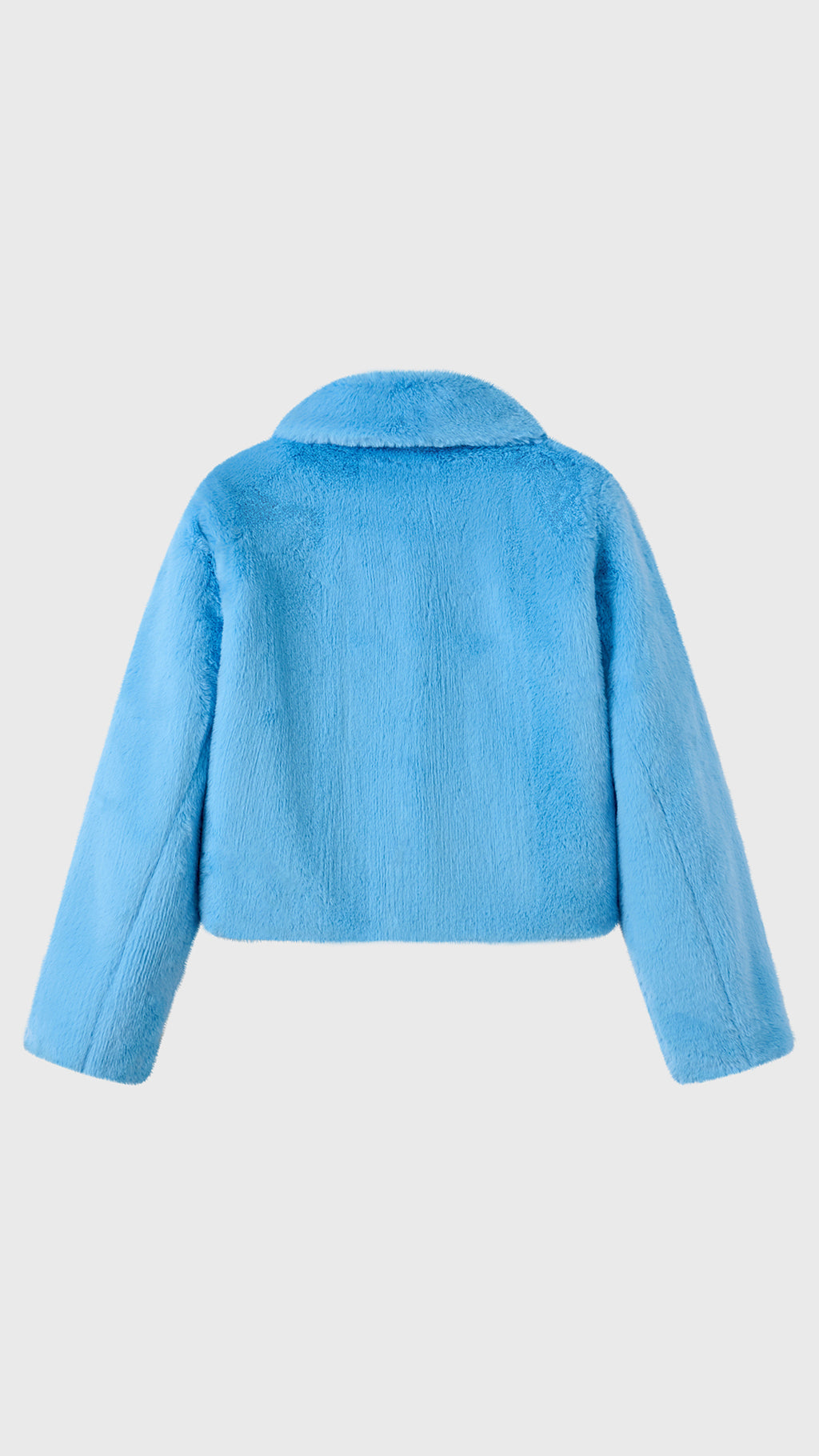 Giacca cropped in pelliccia sintetica con colletto a revers