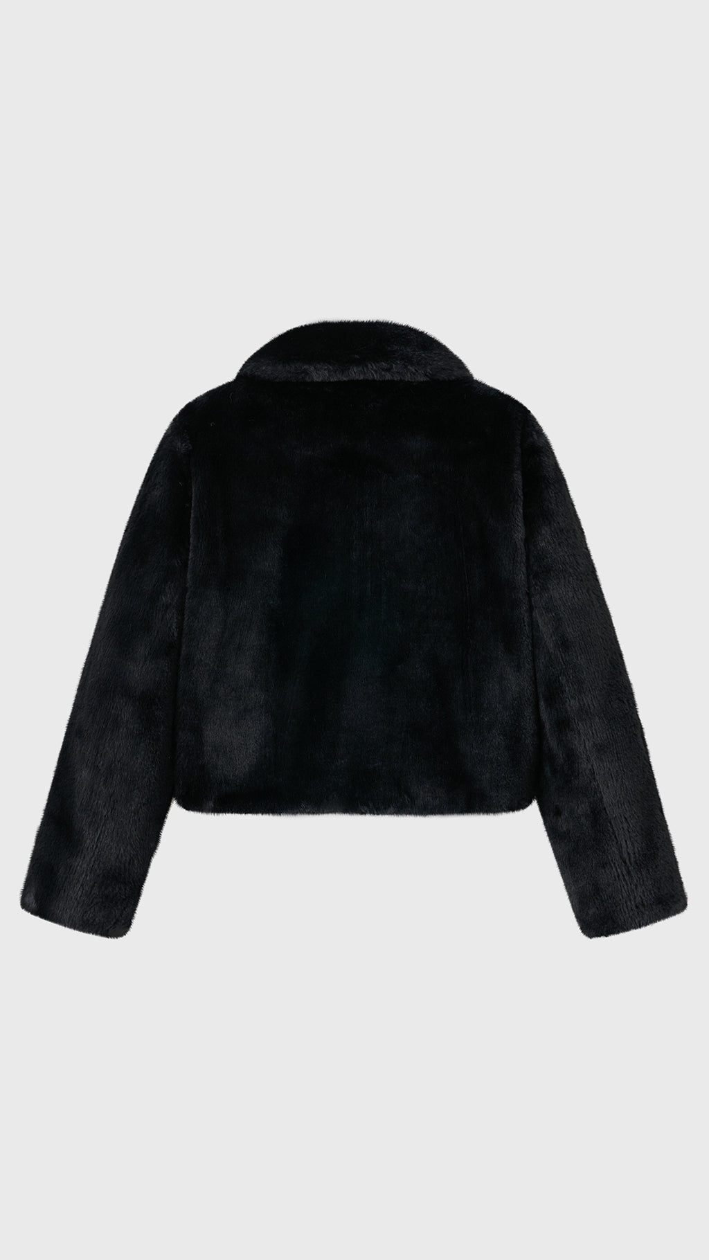Giacca cropped in pelliccia sintetica con colletto a revers