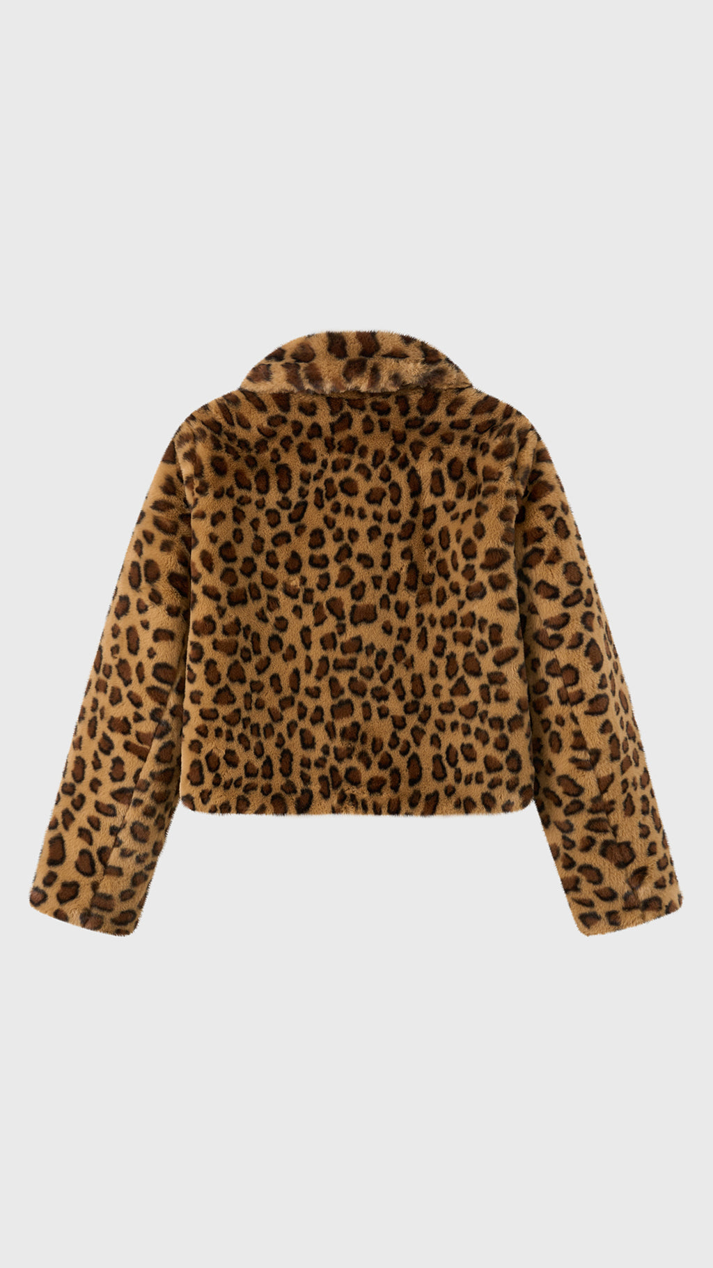 Giacca cropped in pelliccia sintetica con colletto a revers