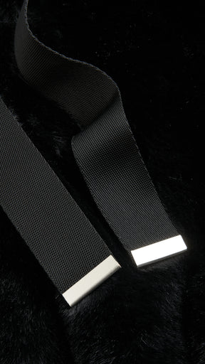 Giacca con cappuccio in peluche sintetica con zip e coulisse